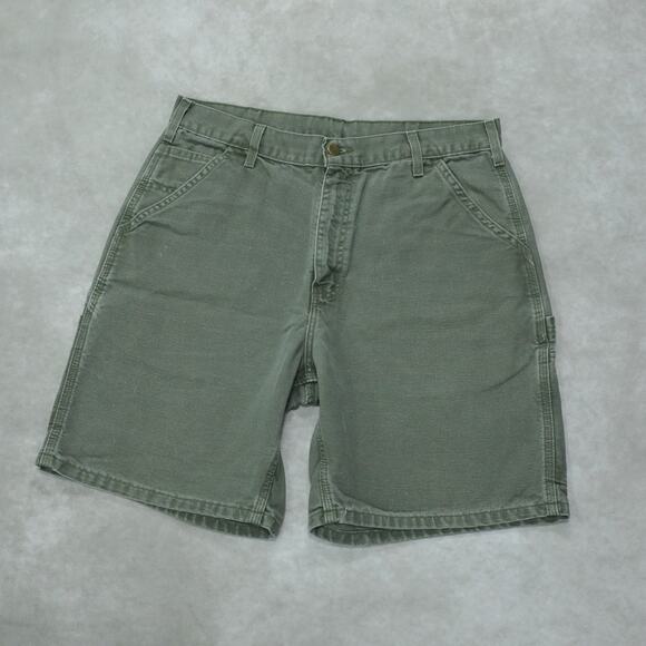 Vintage Y2K Carhartt B25 MOS Moss Green Carpenter Shorts 33x8.15 - Picture 13 of 13